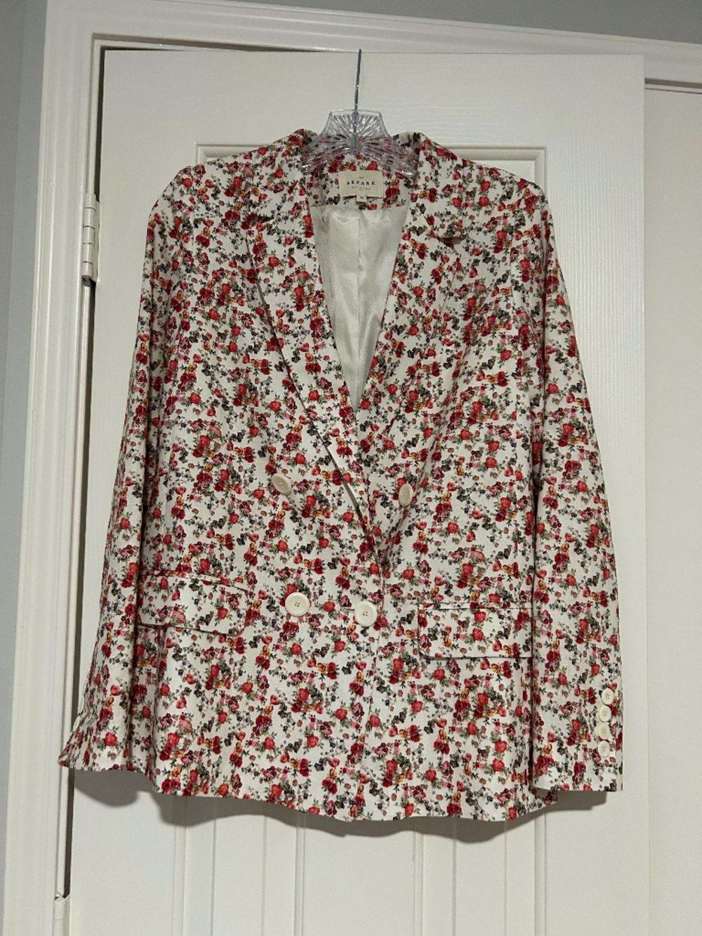 Sezane Gracie Linen Blend Jacket in Jardin Secret Floral Print Size FR 36/US 4